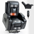 Power Lift Recliner Chair with Massage & Lumbar Heat, Black / Brown, Single Seat