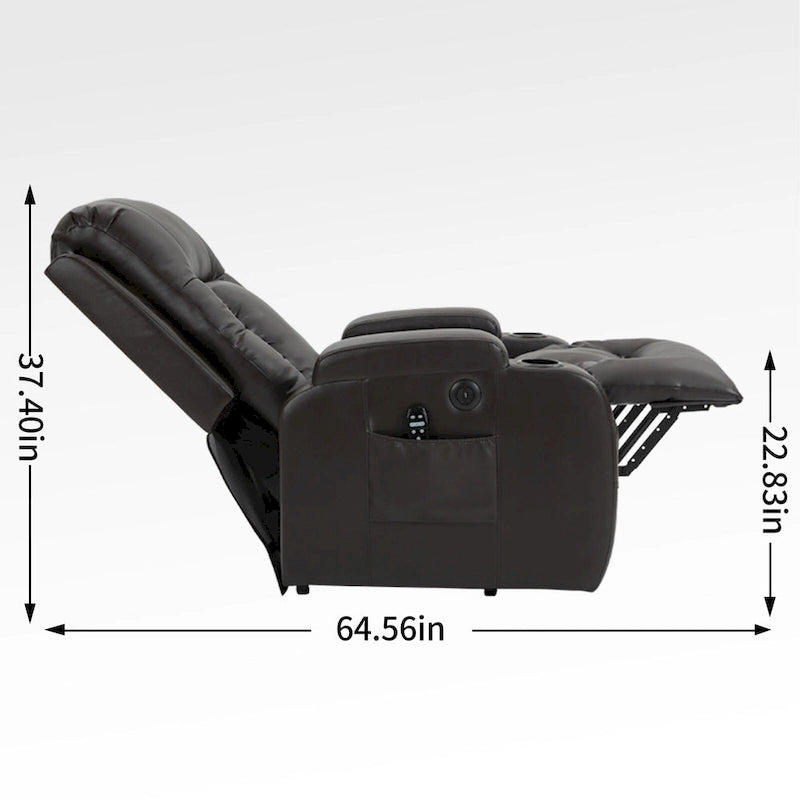 Power Lift Recliner Chair with Massage & Lumbar Heat, Black / Brown, Single Seat