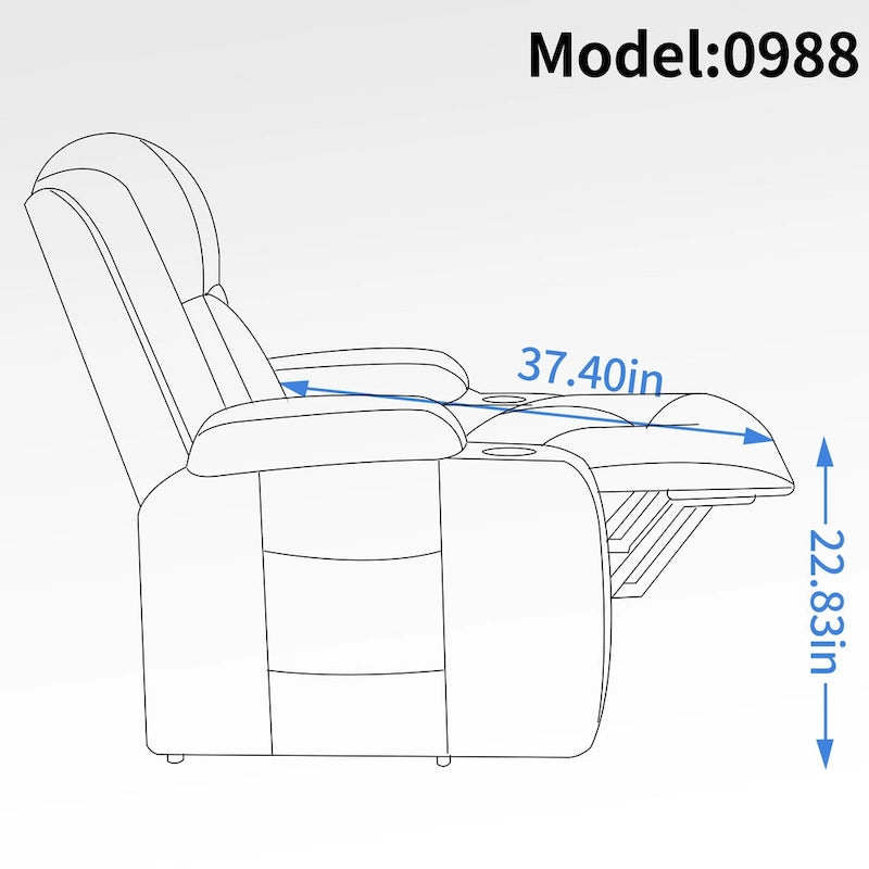 Power Lift Recliner Chair with Massage & Lumbar Heat, Black / Brown, Single Seat