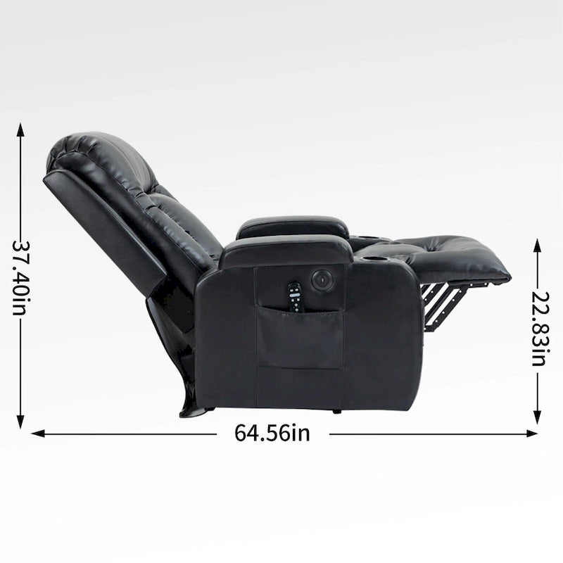 Power Lift Recliner Chair with Massage & Lumbar Heat, Black / Brown, Single Seat