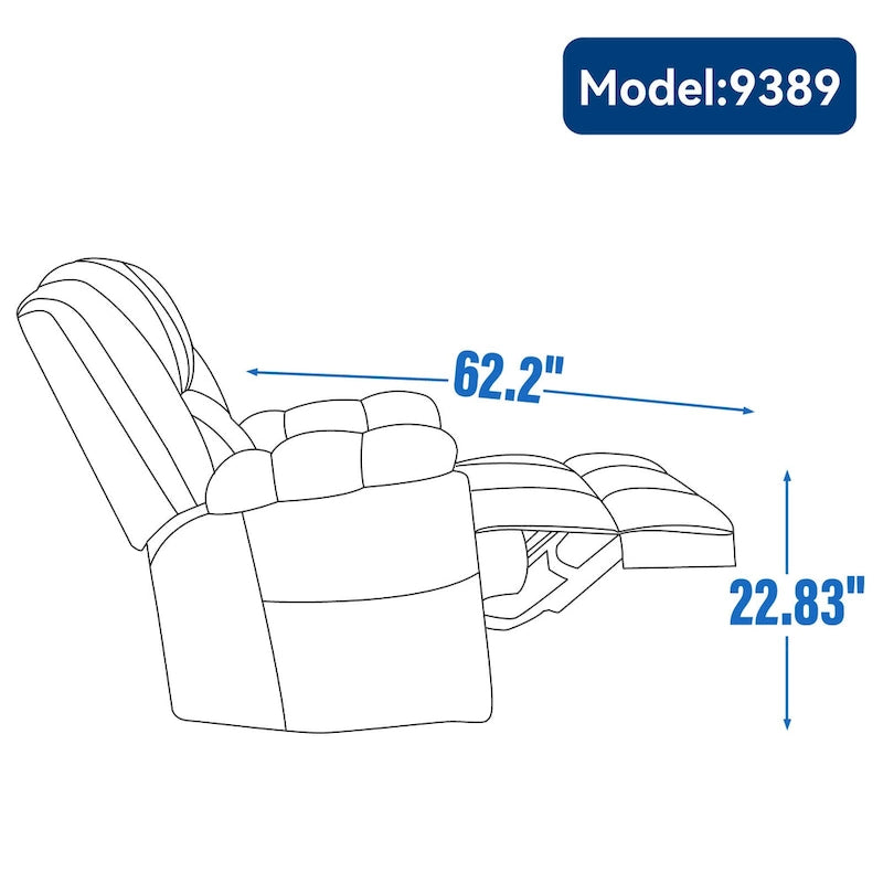 Blue Fabric Recliner Chair, Single Seat, Swivel & Rocker
