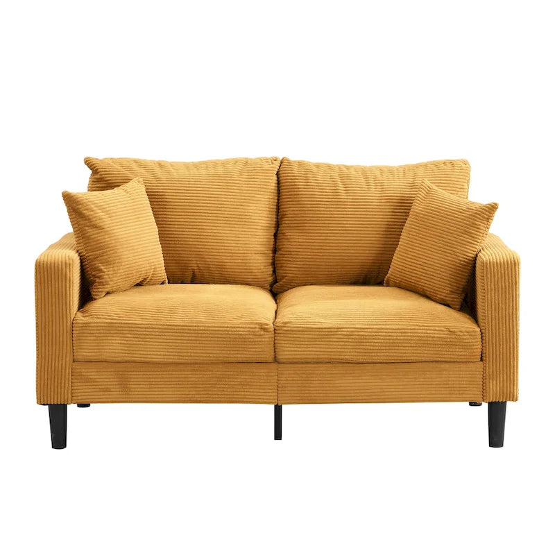 Upholstered Loveseat Sofa, 2-Seater – Orange / Light Gray / Dark Gray