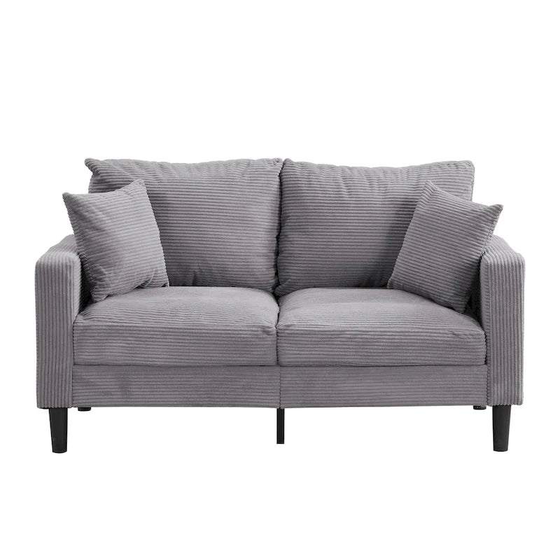 Upholstered Loveseat Sofa, 2-Seater – Orange / Light Gray / Dark Gray