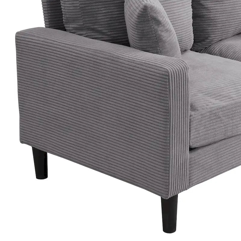Upholstered Loveseat Sofa, 2-Seater – Orange / Light Gray / Dark Gray