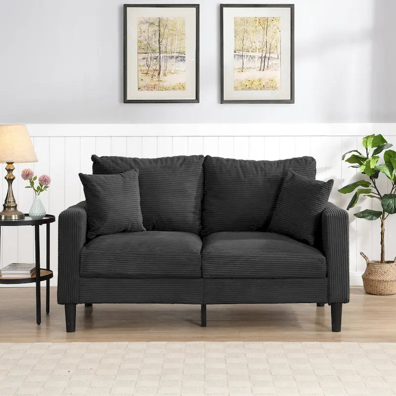 Upholstered Loveseat Sofa, 2-Seater – Orange / Light Gray / Dark Gray