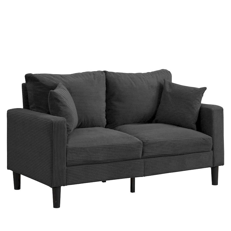 Upholstered Loveseat Sofa, 2-Seater – Orange / Light Gray / Dark Gray