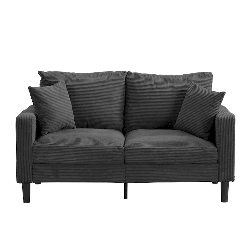 Upholstered Loveseat Sofa, 2-Seater – Orange / Light Gray / Dark Gray