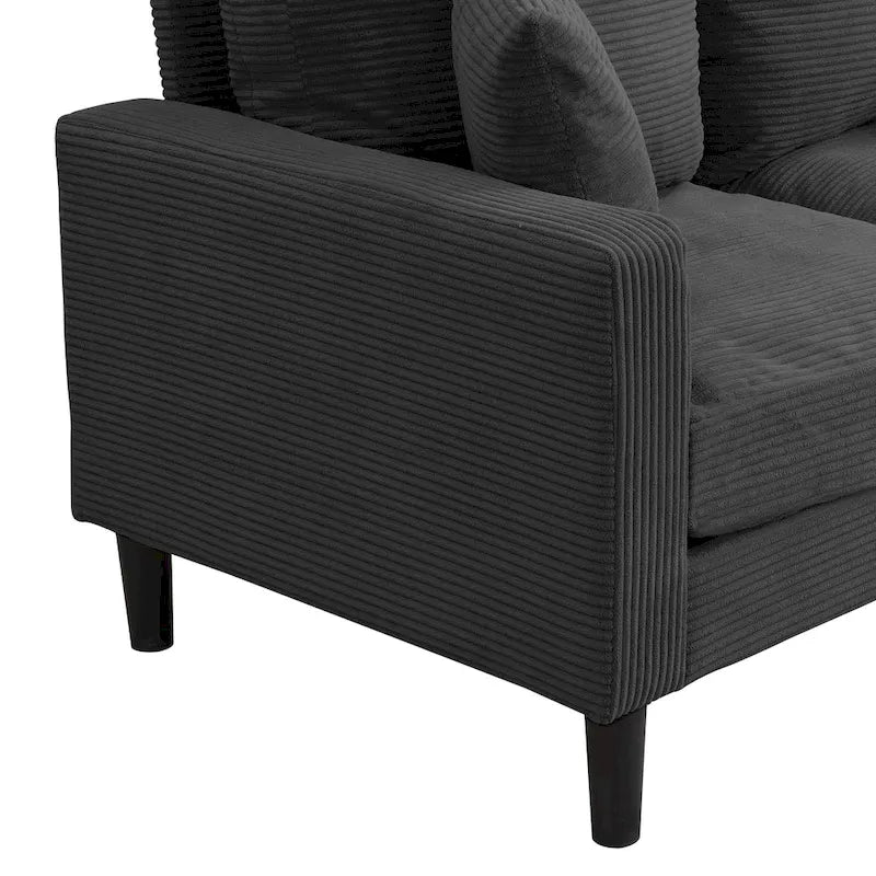 Upholstered Loveseat Sofa, 2-Seater – Orange / Light Gray / Dark Gray