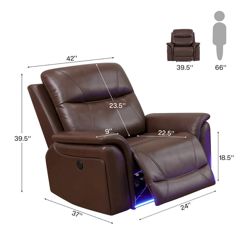 Reddish Brown Modern 3-Piece Recliner Sofa Set (3-Seater)