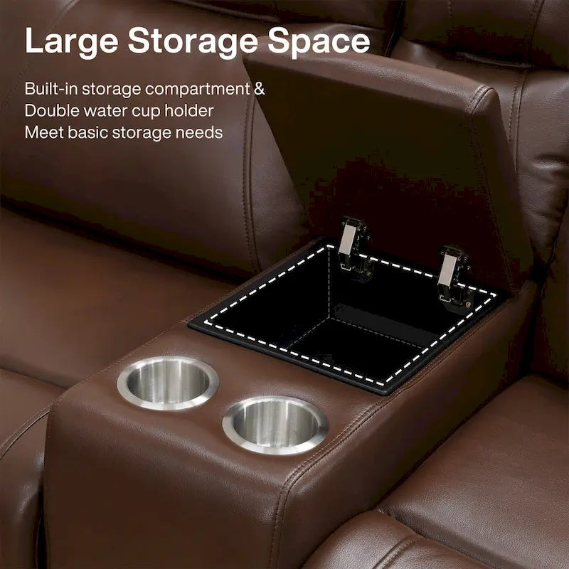 Reddish Brown Modern 3-Piece Recliner Sofa Set (3-Seater)