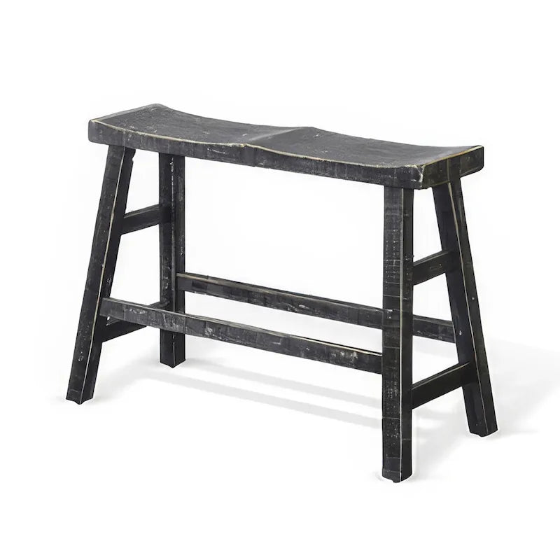 Black Counter Height Bench, 1-Person, Saddle Seat & Splayed Legs