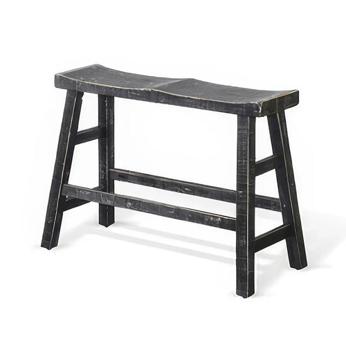 Black Counter Height Bench, 1-Person, Saddle Seat & Splayed Legs