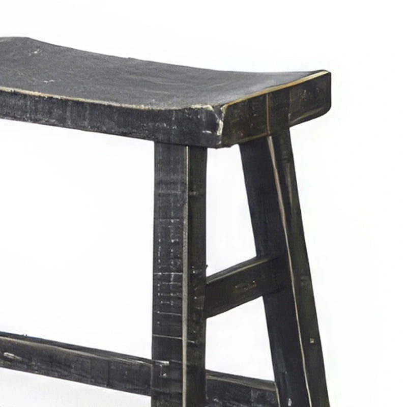 Black Counter Height Bench, 1-Person, Saddle Seat & Splayed Legs