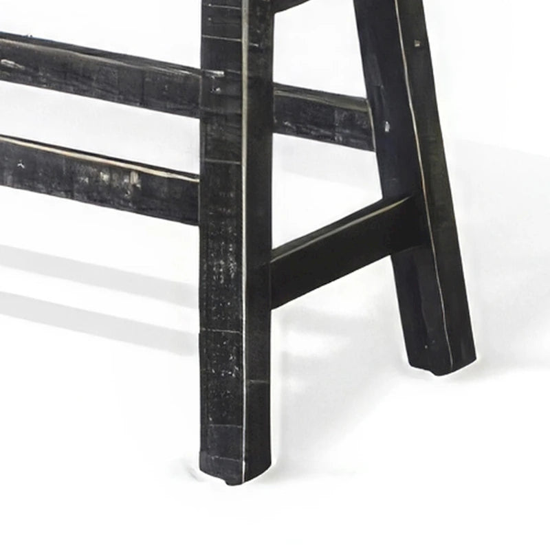 Black Counter Height Bench, 1-Person, Saddle Seat & Splayed Legs