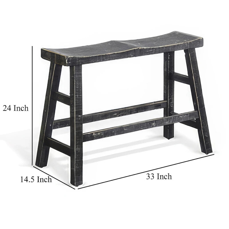 Black Counter Height Bench, 1-Person, Saddle Seat & Splayed Legs