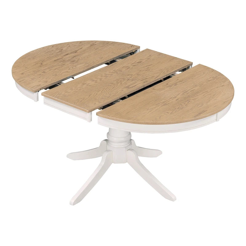 Off White / Antique White Extendable Dining Table Set, Seats 5, 5-Piece