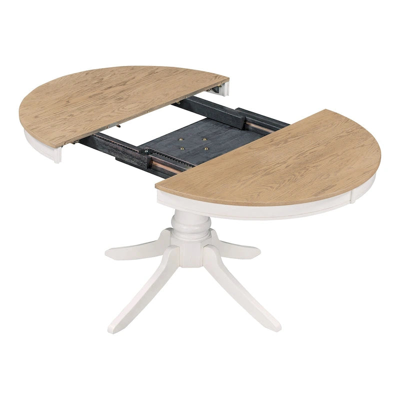 Off White / Antique White Extendable Dining Table Set, Seats 5, 5-Piece
