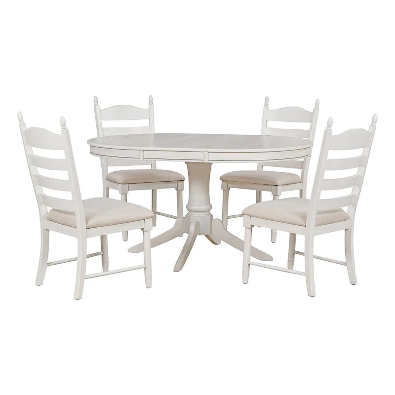 Off White / Antique White Extendable Dining Table Set, Seats 5, 5-Piece