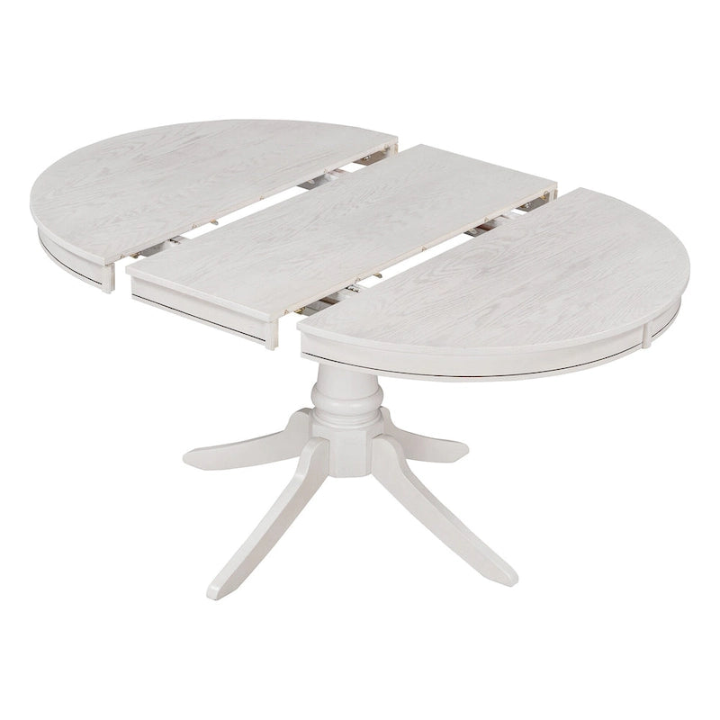 Off White / Antique White Extendable Dining Table Set, Seats 5, 5-Piece