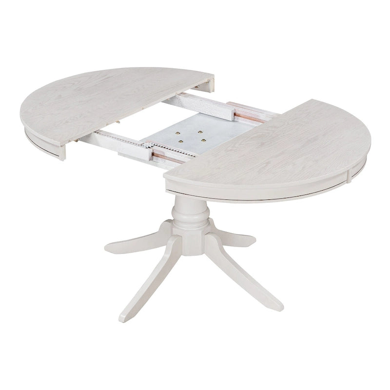 Off White / Antique White Extendable Dining Table Set, Seats 5, 5-Piece