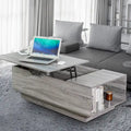 Lift-Top Coffee Table, Grey / Walnut, Rectangle, 1-Person Sofa Desk with Storage