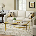 Gold Glass-Top Rectangular Coffee Table – 1-Person