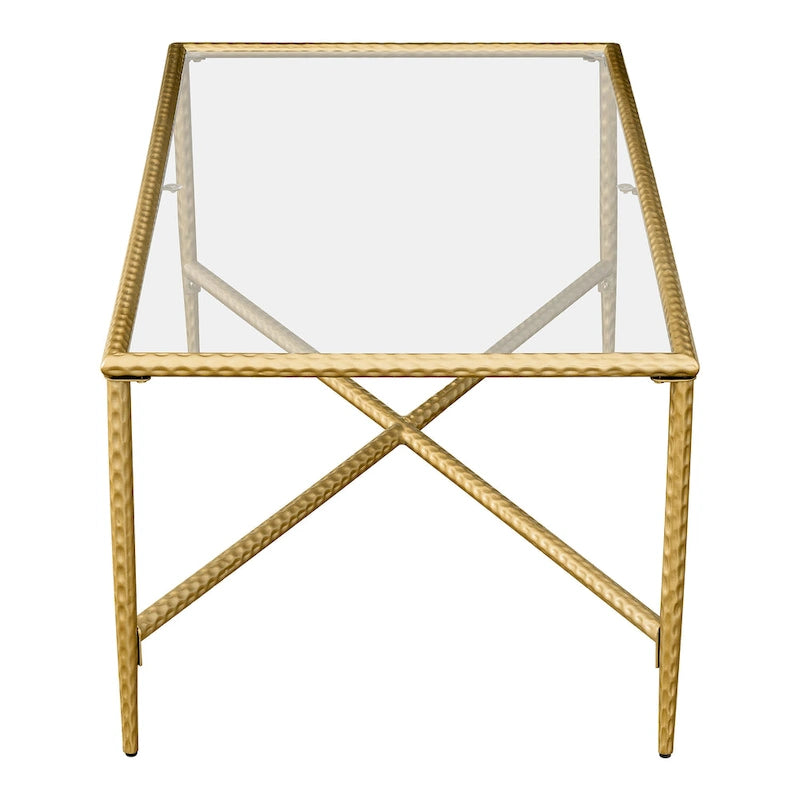 Gold Glass-Top Rectangular Coffee Table – 1-Person