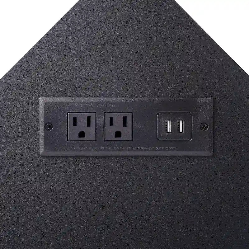 White/Black/Brown Triangle Corner Desk with Outlets & USB, 1-Person
