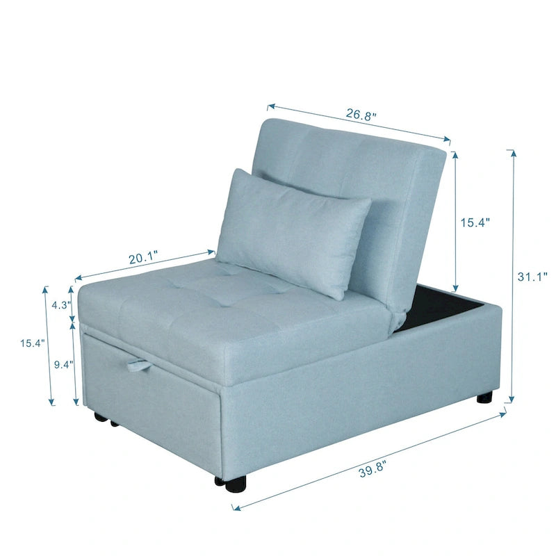 Black / Dark Gray / Beige / Grey / Blue-green | 5-in-1 Folding Ottoman Sofa Bed | Single, 264 lb Capacity