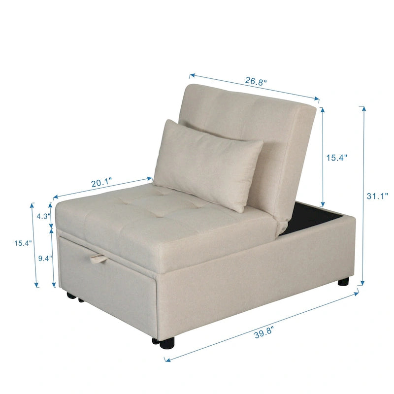 Black / Dark Gray / Beige / Grey / Blue-green | 5-in-1 Folding Ottoman Sofa Bed | Single, 264 lb Capacity