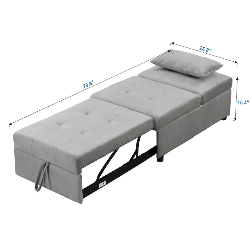 Black / Dark Gray / Beige / Grey / Blue-green | 5-in-1 Folding Ottoman Sofa Bed | Single, 264 lb Capacity