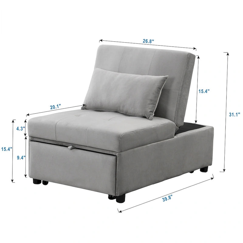 Black / Dark Gray / Beige / Grey / Blue-green | 5-in-1 Folding Ottoman Sofa Bed | Single, 264 lb Capacity