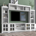 White/Black Entertainment Wall Unit with Tempered Glass, Fits TVs Up to 70"