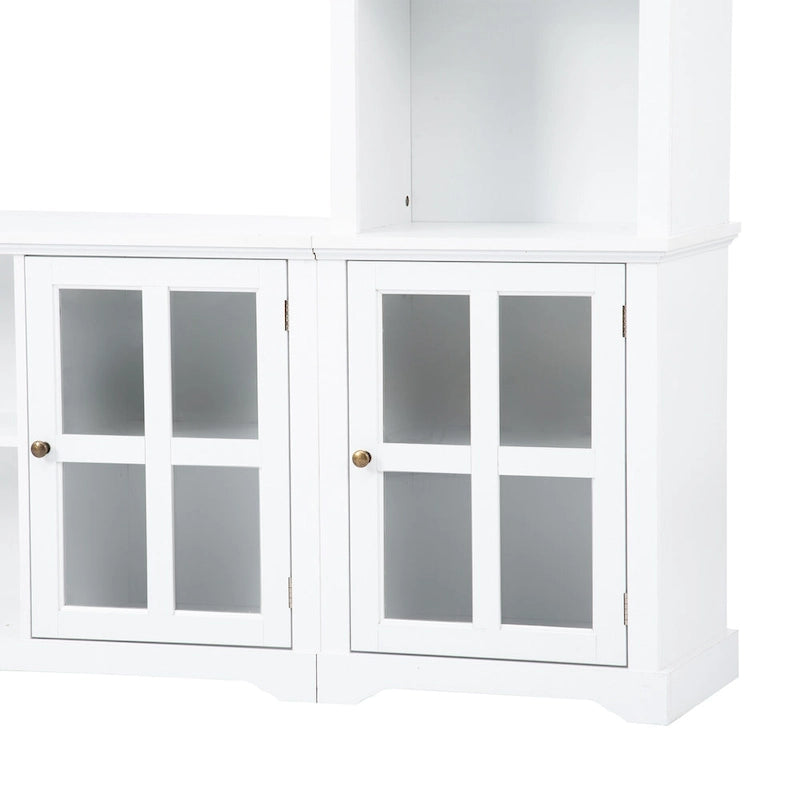 White/Black Entertainment Wall Unit with Tempered Glass, Fits TVs Up to 70"