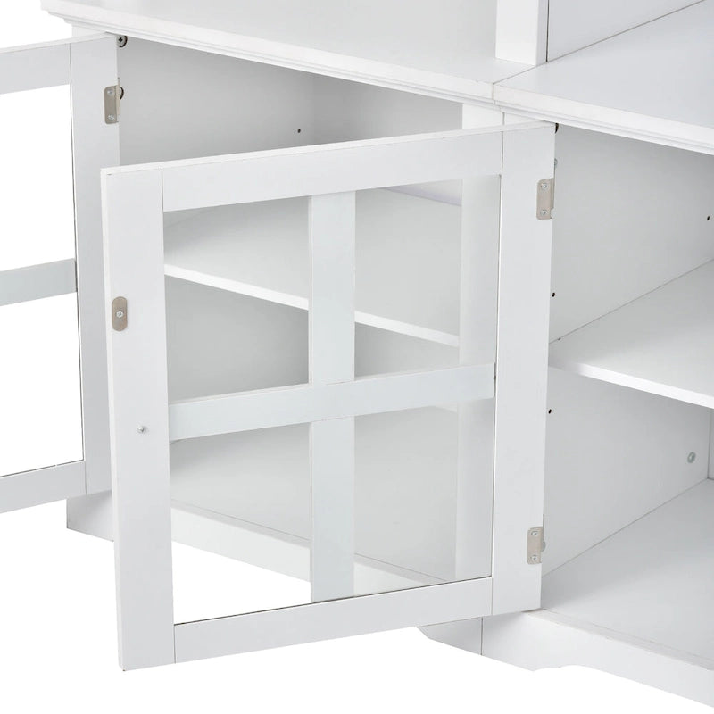 White/Black Entertainment Wall Unit with Tempered Glass, Fits TVs Up to 70"