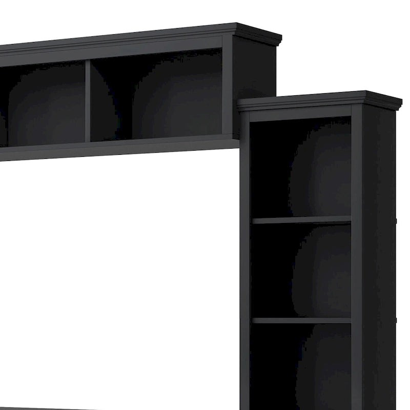 White/Black Entertainment Wall Unit with Tempered Glass, Fits TVs Up to 70"