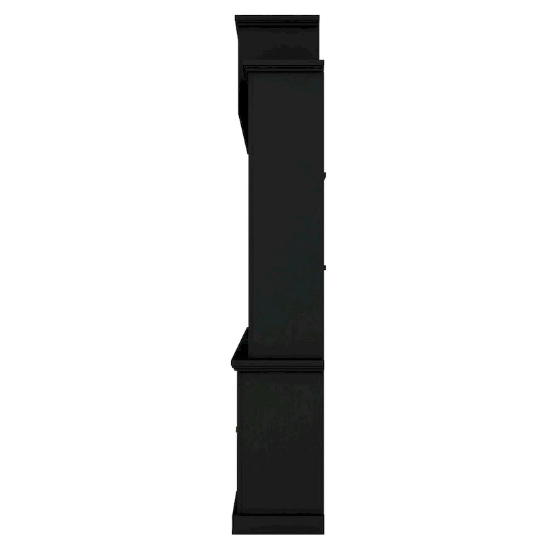 White/Black Entertainment Wall Unit with Tempered Glass, Fits TVs Up to 70"