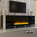 Black/White Fireplace TV Stand with 2 Cabinets, Fits TVs up to 78", 2-Person Assembly