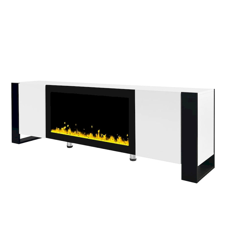 Black/White Fireplace TV Stand with 2 Cabinets, Fits TVs up to 78", 2-Person Assembly