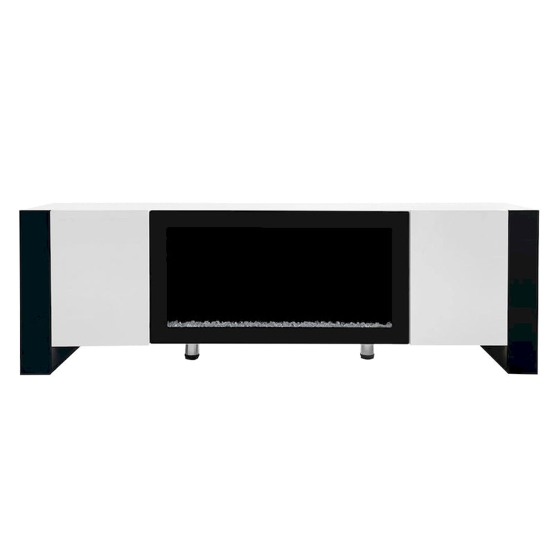 Black/White Fireplace TV Stand with 2 Cabinets, Fits TVs up to 78", 2-Person Assembly