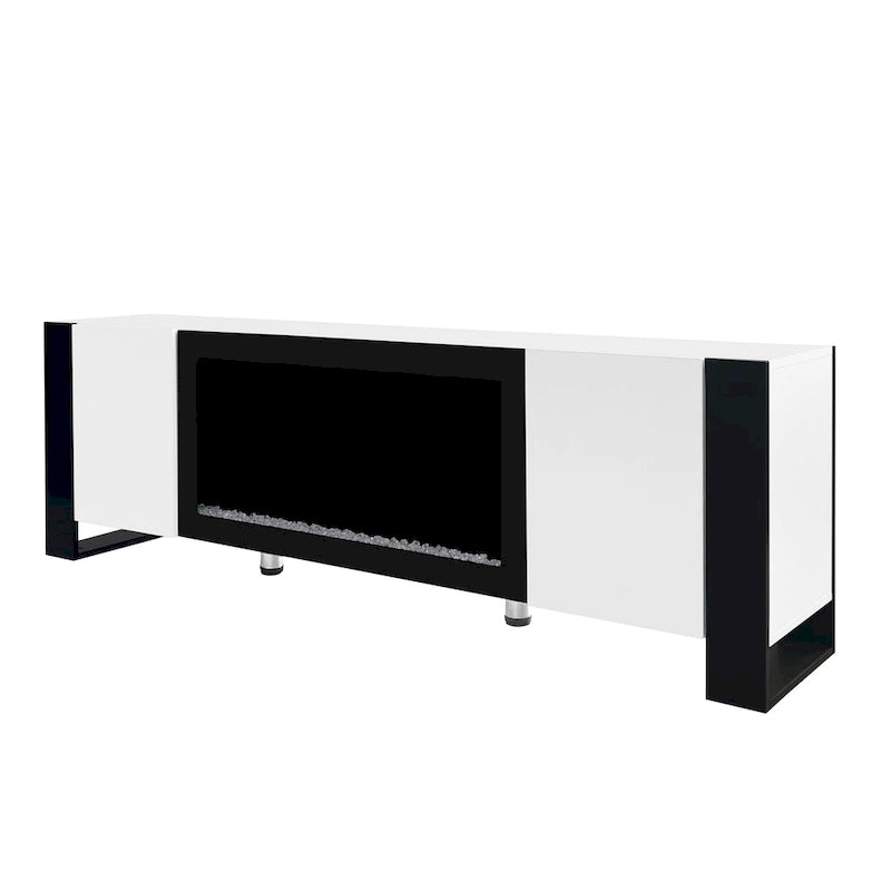 Black/White Fireplace TV Stand with 2 Cabinets, Fits TVs up to 78", 2-Person Assembly
