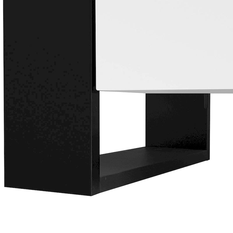 Black/White Fireplace TV Stand with 2 Cabinets, Fits TVs up to 78", 2-Person Assembly