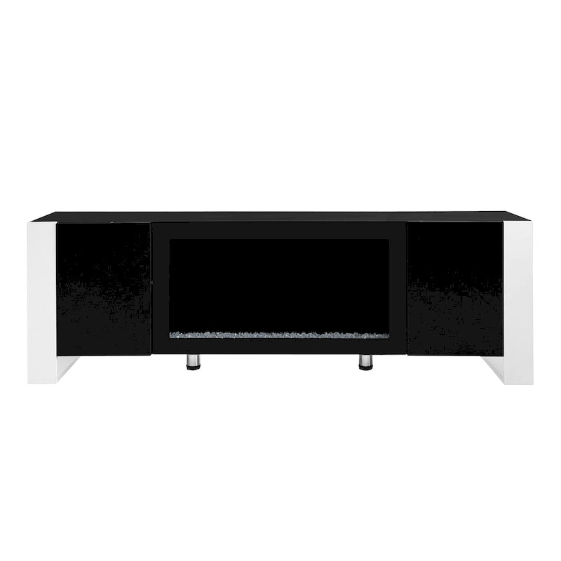 Black/White Fireplace TV Stand with 2 Cabinets, Fits TVs up to 78", 2-Person Assembly