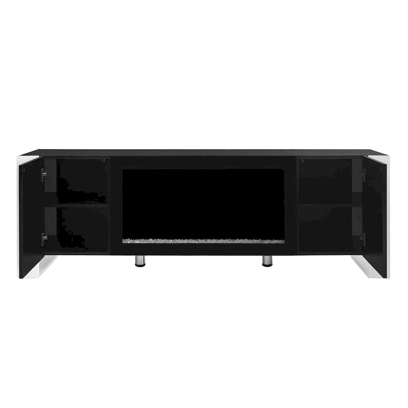 Black/White Fireplace TV Stand with 2 Cabinets, Fits TVs up to 78", 2-Person Assembly