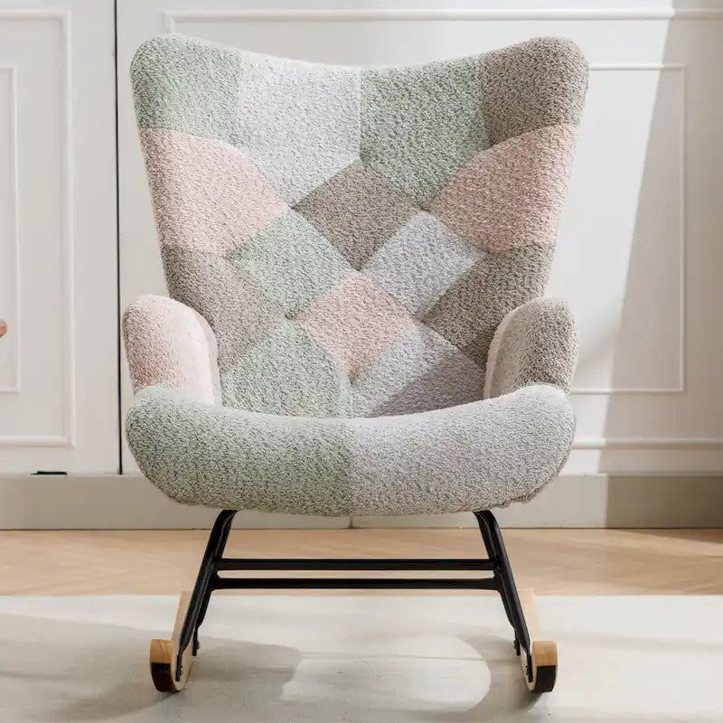 Multicolor Teddy Rocking Chair with Glider, 1-Seat