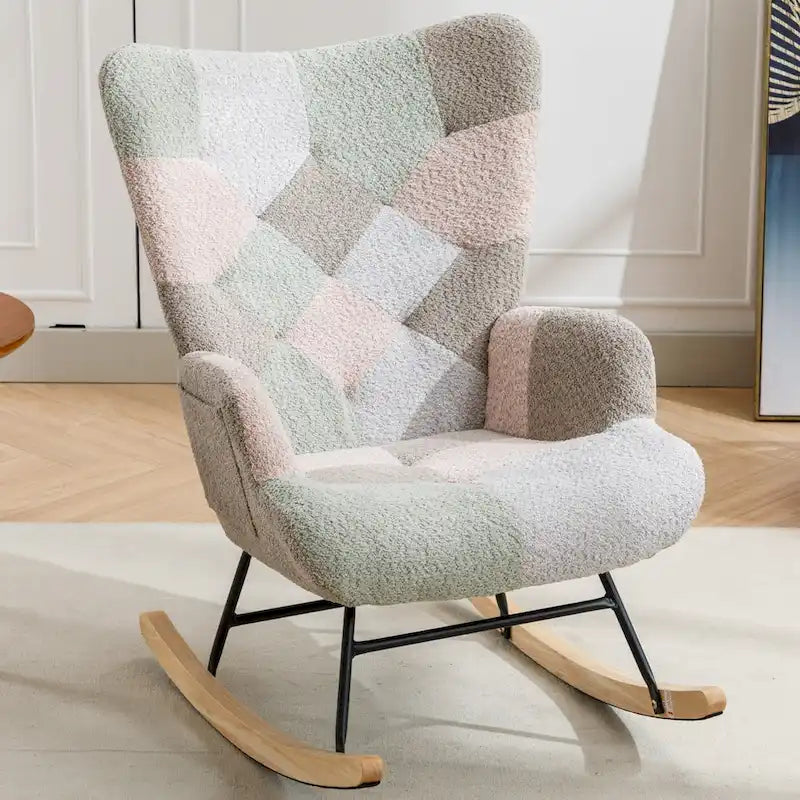 Multicolor Teddy Rocking Chair with Glider, 1-Seat