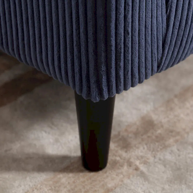 Corduroy Barrel Accent Chair, Mid-Century Modern, Single Seat, Wood Legs – Beige / Dark Gray / Emerald / Black / Camel / Blue