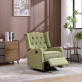 Olive Green Linen Swivel Glider Rocker Recliner with Footrest, 1-Person