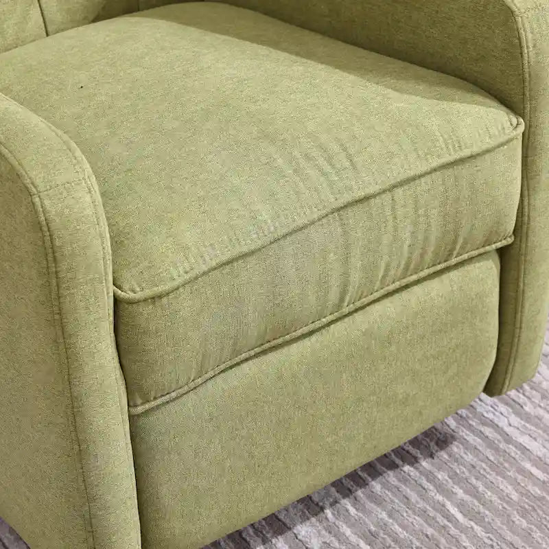 Olive Green Linen Swivel Glider Rocker Recliner with Footrest, 1-Person
