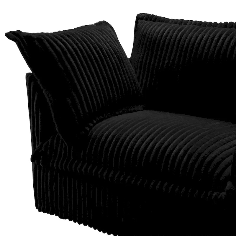 Green / Camel / Black Corduroy Armless Sectional Sofa, 2–4 Seat Modular with Reversible Ottoman & Removable Covers